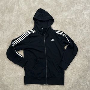 Adidas Men’s Black / White 3-Stripe Hoodie (Size Medium)